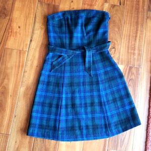 American Eagle Strapless Blue plaid dress Size 0